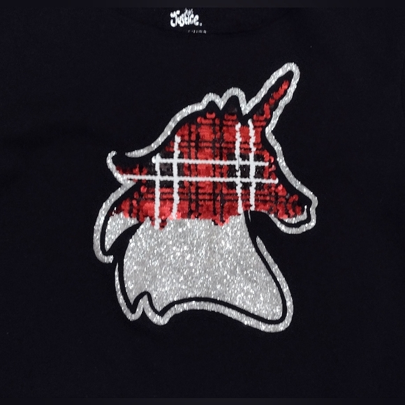 Like-New Flip Sequin Unicorn Top, Girl's Size 12 Plaid Sparkles Shines - Picture 3 of 5